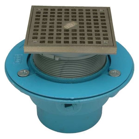 Zurn GR-FS05NI-C4N-PS-CC Square Floor Drain, Nickel Bronze, 4