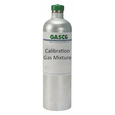 Gasco X05NI78CA340000 Calibration Gas, Carbon Monoxide, Hydrogen Sulfide, Methane, Nitrogen, Oxygen, 34 L, +/-5% Accuracy