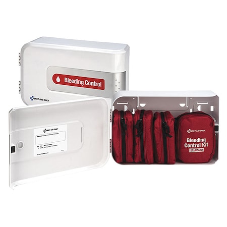 First AID Only 91104 Bleeding Control Kit, Nylon, Plastic Cabinet, 60 Components, 4 People Served
