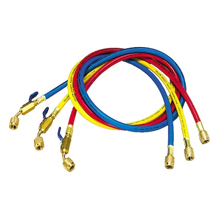 Yellow Jacket 29485 Hose, 14 in L, Blue/Red/Yellow, 800 psi