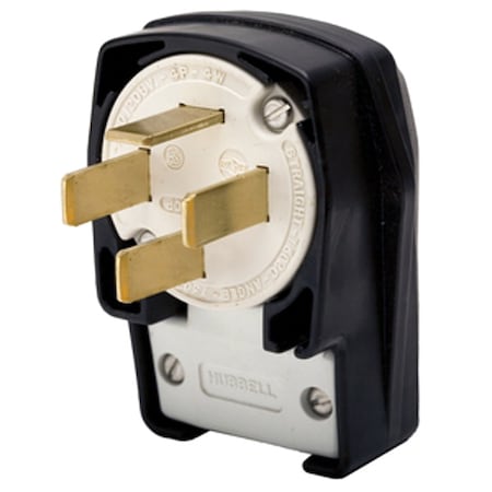 Hubbell Wiring Device-Kellems HBL7302C Straight Blade Plug, 18-60P, 60 A, 120/208V AC, 4 Pole, Screw Terminals, Non-Grounded