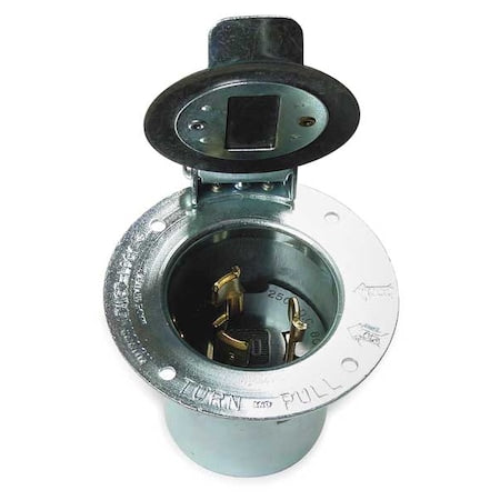 Hubbell Wiring Device-Kellems HBL3768 Flanged Locking Inlet, Non-NEMA, 50 A, 250/600V AC, Three Phase, 3 Pole, Flush Mount