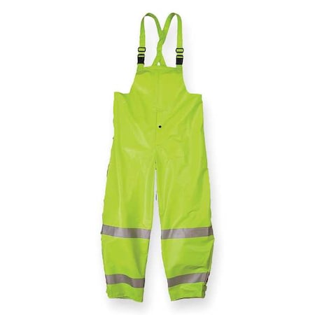 Nasco 1501TFYL Arc Flash Rain Bib Overall, 7.2 cal/sq cm ATPV, L, 29 in Inseam, Nomex(R) E89, Fly Front w/Snaps