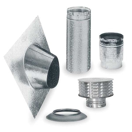 Ameri-Vent 5EK Gas Vent Pipe Kit, Snap Lock, Smooth, 90 Degrees