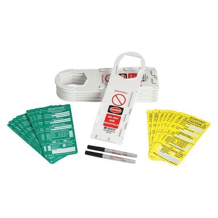 Brady SCAF-STH132A Tag, Fall Protection, PVC, 11 3/4 in H x 3 1/2 in W, Green, Yellow on White, Rectangle