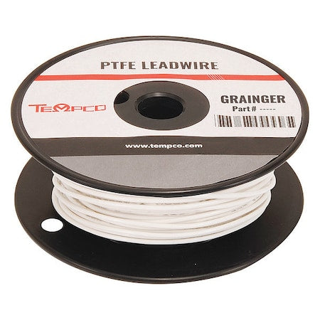 Tempco LDWR-1056 High Temp Lead Wire, PTFE, 14 AWG, White, 100 ft