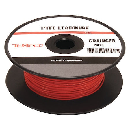 Tempco LDWR-1052 High Temp Lead Wire, PTFE, 16 AWG, Red, 100 ft