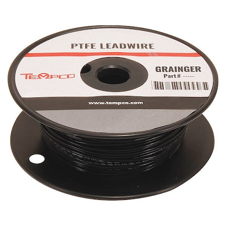 Tempco LDWR-1080 High Temp Lead Wire, PTFE, 22 AWG, Black, 250 ft