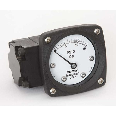 Midwest Instrument 142-AA-00-OO-15P Pressure Gauge, 0 to 15 psi
