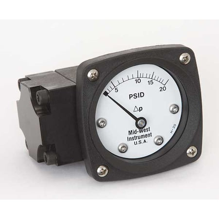 Midwest Instrument 142-AA-00-OO-20P Pressure Gauge, 0 to 20 psi