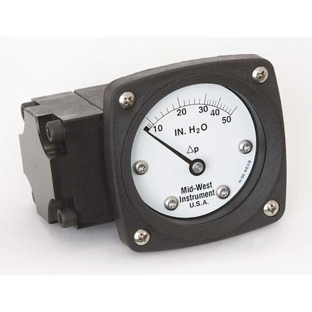 Midwest Instrument 142-AA-00-OO-50H Pressure Gauge, 0 to 50 In H2O
