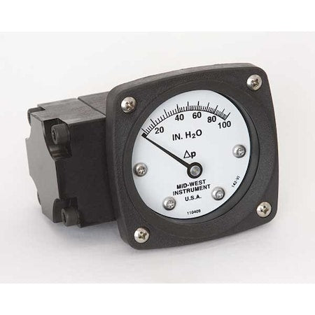 Midwest Instrument 142-AA-00-OO-100H Pressure Gauge, 0 to 100 In H2O