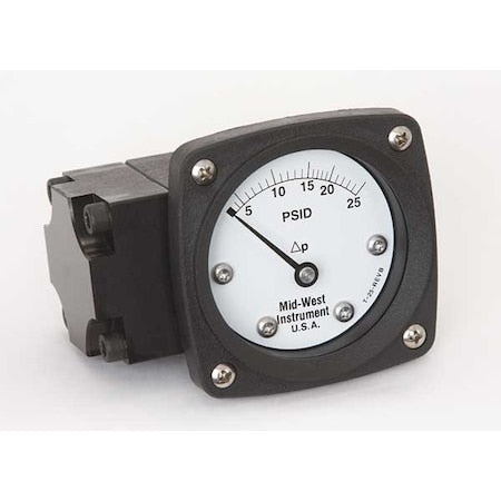 Midwest Instrument 142-AA-00-OO-25P Pressure Gauge, 0 to 25 psi