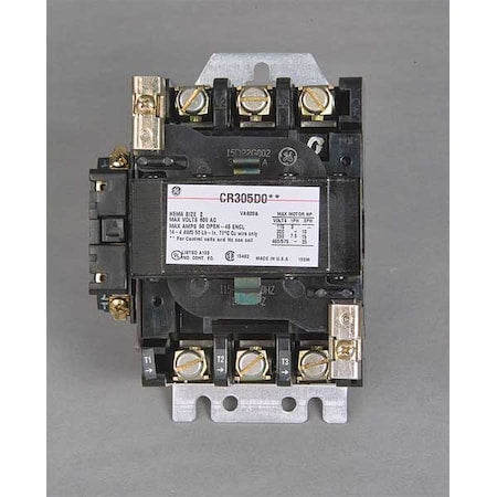 Ge CR305D002 120V AC Non-Reversing Magnetic Contactor 3P 45A NEMA 2