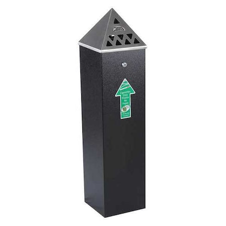 Smokers Oasis TBH04 Cigarette Receptacle, Black, 1.75 gal