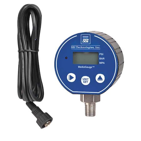 SSI MG-5-A-M12-R Digital Vacuum Gauge with Transmitter, 0 to 5 psi, 3 in Dial, 1/4 in NPT, Bottom Location