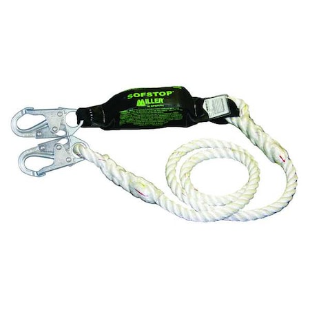 Miller 901RLS-8-Z7/6FTWH SofStop(TM) Positioning Lanyard, 6 ft. Length, Snap Hook, Steel, 1 Leg(s), 310 lb. Weight Capacity