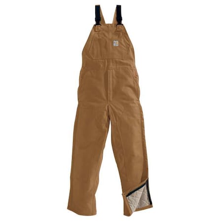 Carhartt 101626-211 36 34 Bib Overalls, 54 cal/sq cm ATPV, 34 in Inseam, 100% Cotton, Snap
