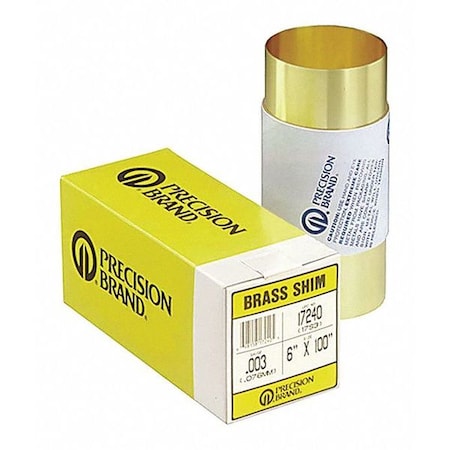 Precision Brand 17745 Shim Stock, Roll, Brass, 0.0310 In, 6 In