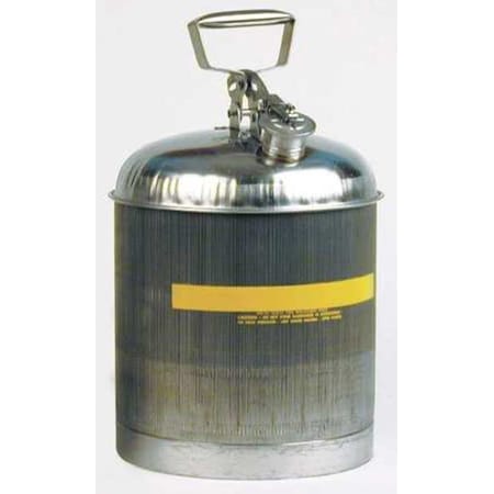 Eagle MFG 1315 Type I Safety Can, Stainless Steel, 5 gal, Self-Close, 11.25 in Dia., Silver, Flammables