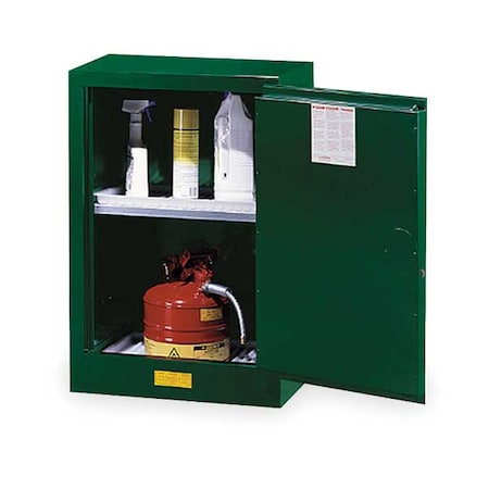 Justrite 891204 Hazardous Material Storage Cabinet, 12 gal, 1 Shelves, Steel, 23 1/4 in W x 35 in H x 18 in D