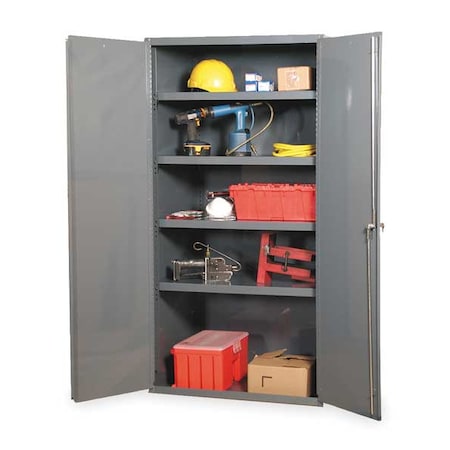 Durham MFG 3501-4S-95 Shelving Storage Cabinet, 72 in H, 36 in W, 24 in D, Swing, Keyed, Gray, 4 Shelves, 0 Drawers