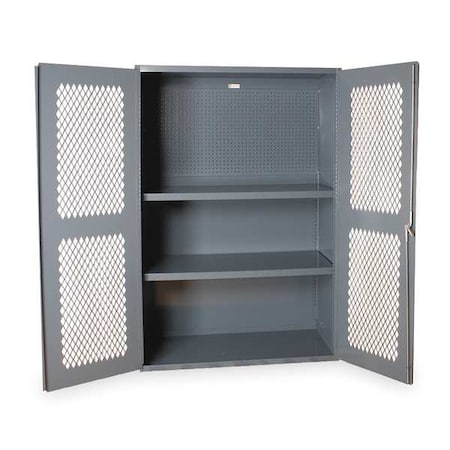 Durham MFG EMDC-482472-PB-2S-95 Shelving & Pegboard Storage Cabinet, 72 in H, 48 in W, 24 in D, Swing, Keyed, Gray, 0 Drawers