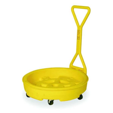 Eagle MFG 1613 Mobile Drum Spill Dolly, 31 in Inside Diameter, 12 Gallon Sump Capacity, Polyethylene, Yellow