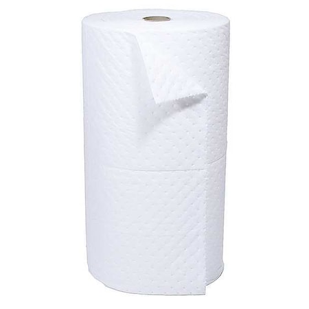 Brady SXT30DP Sorbent Roll, 37 gal, 30 in x 150 ft, Oil, White, Polypropylene