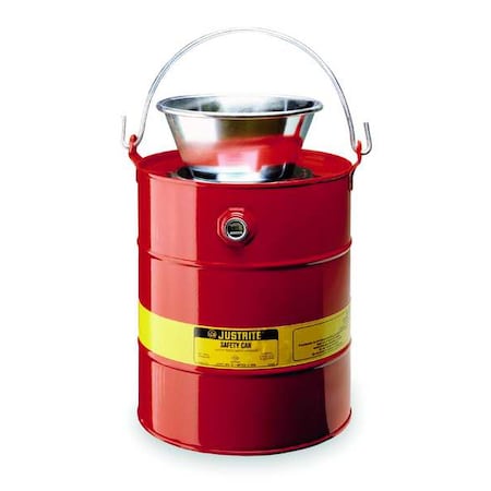 Justrite 10903 Drain Can, 3 Gal., Red, Galvanized Steel