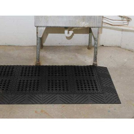 Notrax 620S3636BL Interlocking Drainage Mat, PVC, Diamond, 3 ft W x 3 ft L, Black