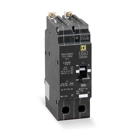Square D EDB24090 Miniature Circuit Breaker, E FRAME Series, 90A, 2 Pole, 277/480V AC, 25kA at 120V AC