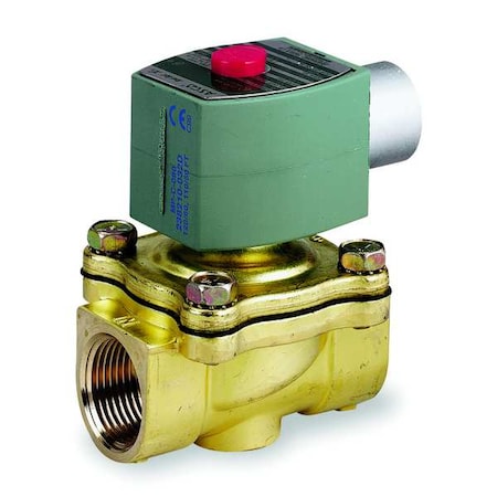 Asco 8210G009V Solenoid Valve, 2-Way, 2-Position, Normally Closed, 3/4 in Pipe Size, 120V AC, High Flow, Brass