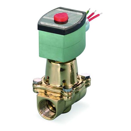 Asco 8210G001HW Solenoid Valve, 2-Way, 2-Position, Normally Closed, 3/8 in Pipe Size, 120V AC, Diaphragm, Brass