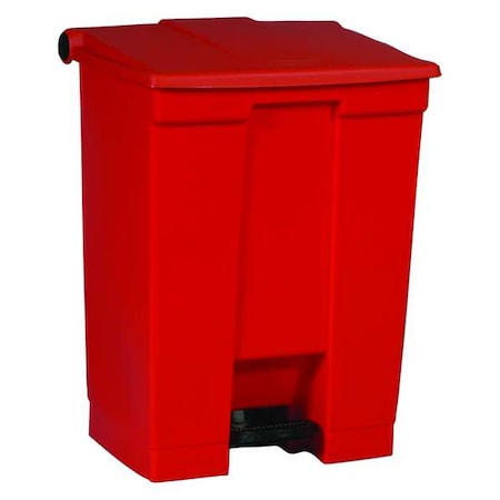 Rubbermaid Commercial FG614500RED Step-On Containers 18 gal Rectangular Step-On Can, Red, Foot Pedal, Plastic, 16 1/8 in