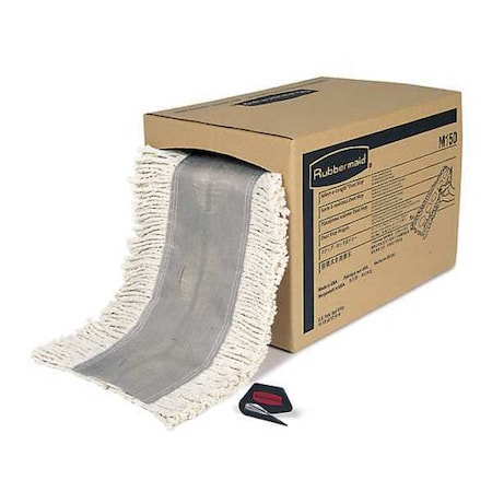 Rubbermaid Commercial FGM15000WH00 40 ft L Flat Dust Mop, Slide On Connection, Cut-End, White, Cotton