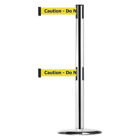 Tensabarrier 889T2U-1P-1P-STD-NO-YAX-C Barrier Post with Belt, 7 1/2 ft Length, 38 in Post Height, Caution Do Not Enter