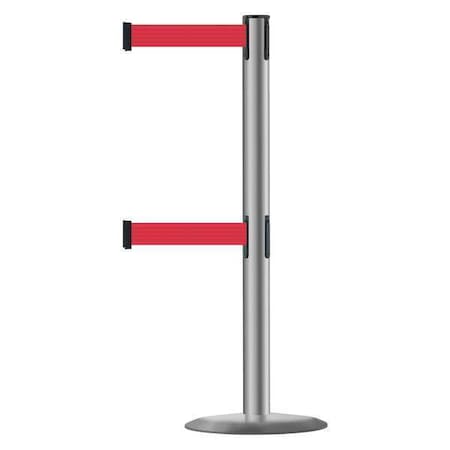 Tensabarrier 889T2U-3P-3P-STD-NO-R5X-C Barrier Post with Belt, 7 1/2 ft Length, 38 in Post Height, No Legend