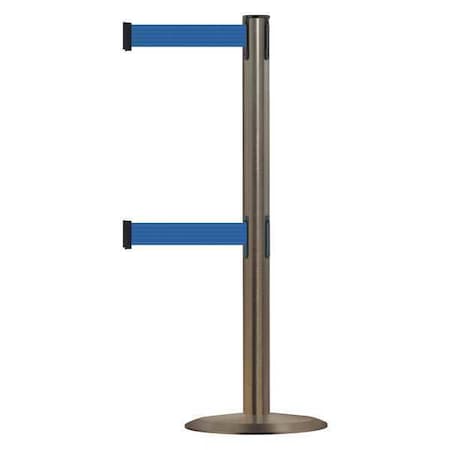 Tensabarrier 889T2U-3S-3S-STD-NO-L5X-C Barrier Post with Belt, 7 1/2 ft Length, 38 in Post Height, No Legend