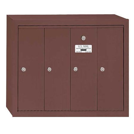 Salsbury Industries 3504ZSU Mailbox, Bronze, Powder Coated, 4 Doors, Surface
