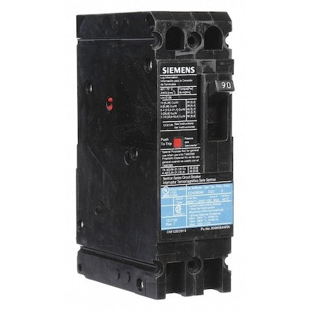 Siemens ED42B090 Molded Case Circuit Breaker, ED4 Series, 90A, 2 Pole, 480V AC, 18kA at 480V AC