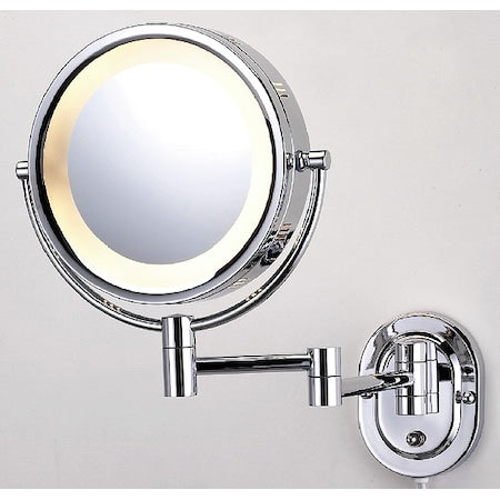 SEE ALL Industries HLCSA895D Lighted Makeup Mirror, 10 in W, 13 in H, 120 V AC, Chrome, Wall