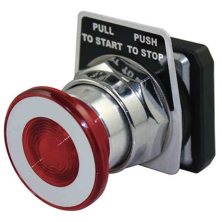 DAYTON 30G464 Push Button Operator, 30 mm, 1NO/1NC, Red