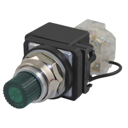 DAYTON 30G424 Pilot Light, LED, 120V AC/DC, 30 mm, Chrome, GR