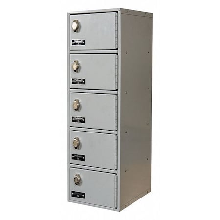 Hallowell UCTL192(30)-5A-PL Cell Phone Locker, 9 in W, 12 in D, 30 1/2 in H, (1) Wide, (5) Tier, Light Gray