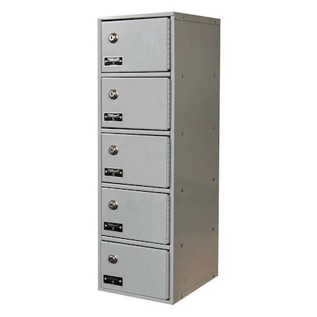 Hallowell UCTL192(30)-5A-K-PL Cell Phone Locker, 9 in W, 12 in D, 30 1/2 in H, (1) Wide, (5) Tier, Light Gray