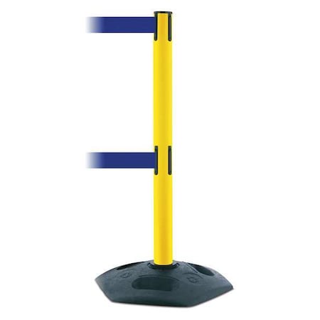 Tensabarrier 886T2-35-MAX-NO-L5X-C Barrier Post with Belt, 13 ft Length, 38 in Post Height, No Legend, Black