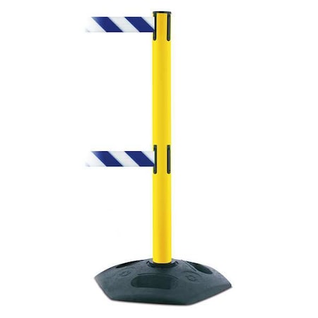 Tensabarrier 886T2-35-MAX-NO-D1X-C Barrier Post with Belt, 13 ft Length, 38 in Post Height, No Legend, Black