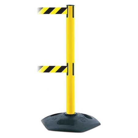 Tensabarrier 886T2-35-MAX-NO-D4X-C Barrier Post with Belt, 13 ft Length, 38 in Post Height, No Legend, Black