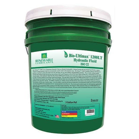 Renewable Lubricants 81324 5 gal Pail, Hydraulic Oil, 22 ISO Viscosity, Not Specified SAE